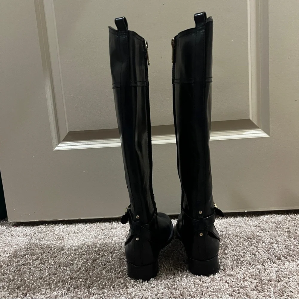 Tory Burch Equestrian Boots Black Leather 6M